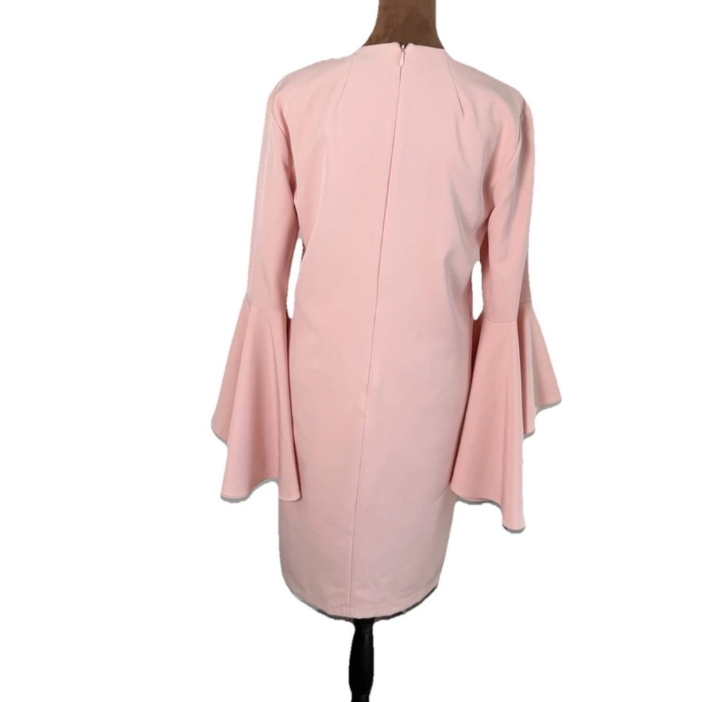 Roz Ali Pink 3/4 Length Cascading Bell Sleeve Cocktail Dress Size 4 - Picture 2 of 8